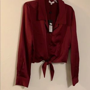 Blouse silk shirt medium burgundy
